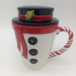 Hallmark Christmas Snowman Mug Cup w Top Hat Lid C